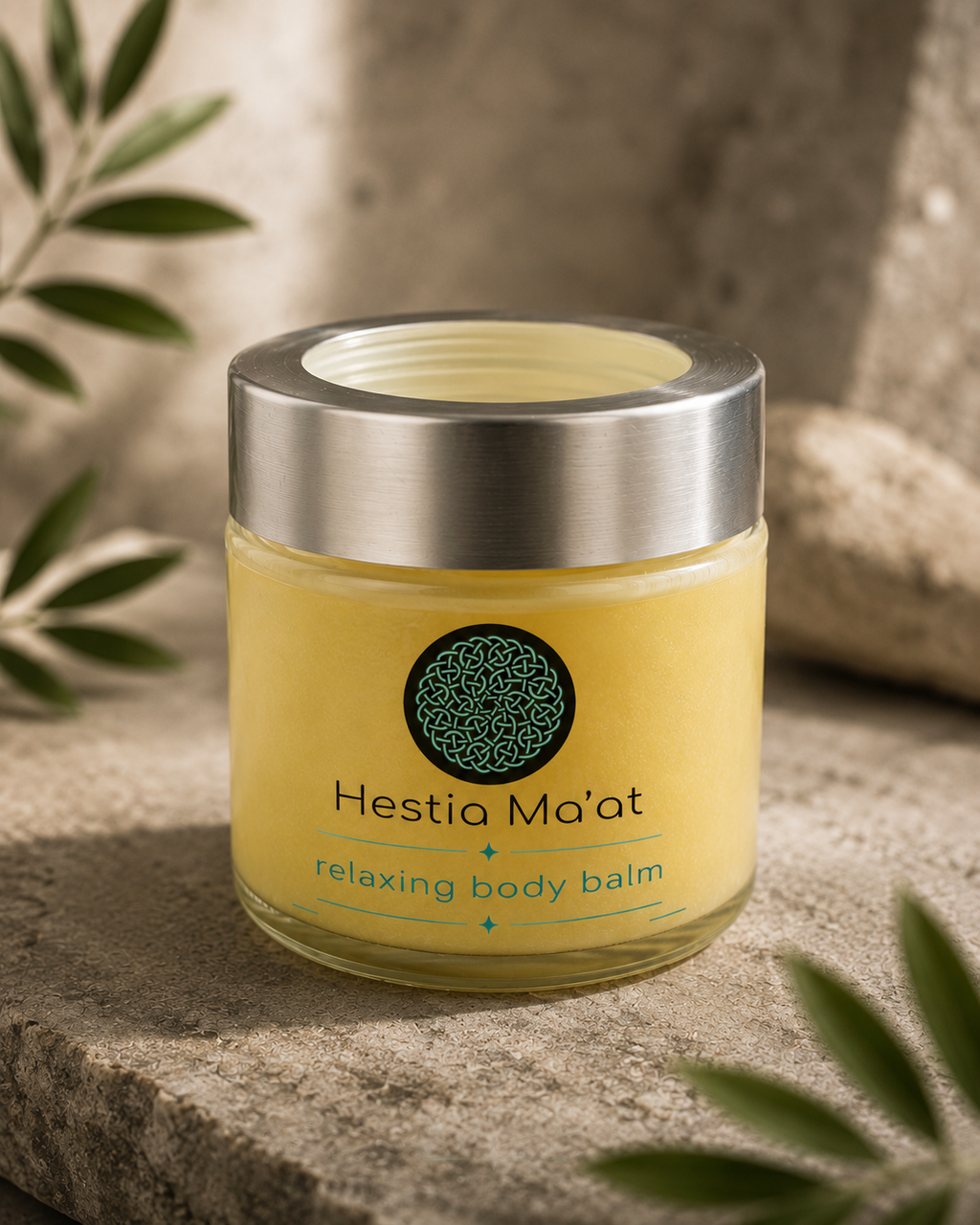 Hestia Ma'at Relaxing Body Balm | Turmeric, Arnica & Clove Oil Massage Balm | Pure Beeswax Moisturizing Body Balm | Handmade Natural Skin Care | 3 oz