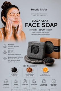 Black mineral Mud Soap Bar / Detoxifying Facial Cleanser for Oliy and acne prone Skin.